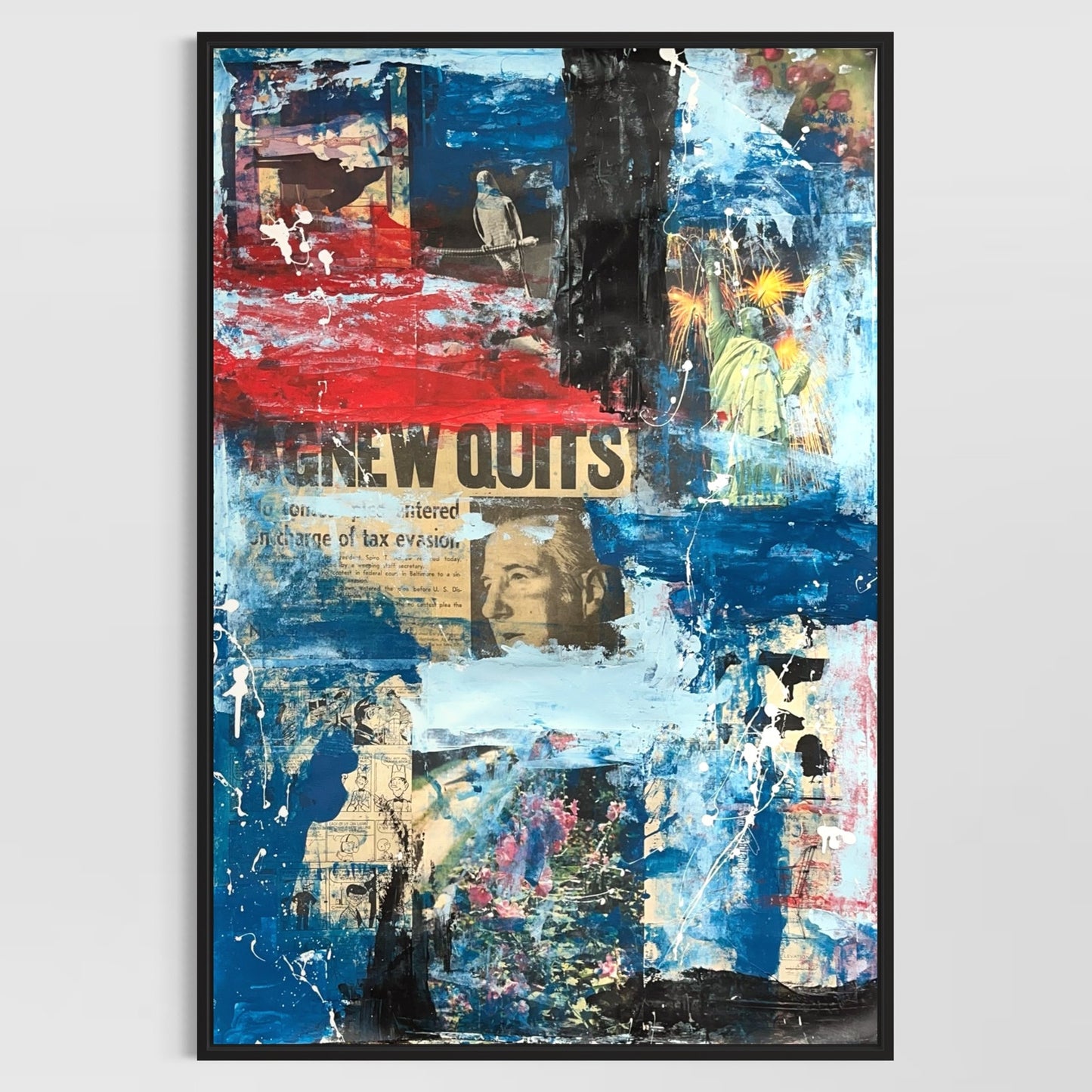 Original Mixed Media Abstract Modern Art Painting 24x36 "Agnew Quits" Signed
