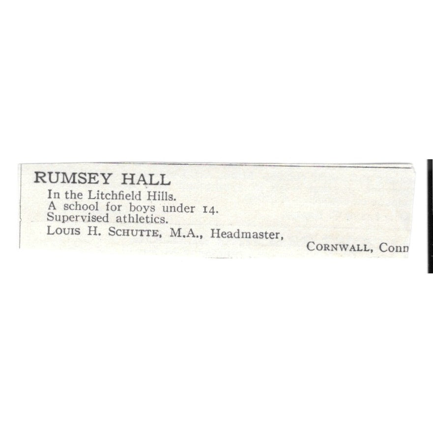Rumsey Hall Cornwall CT Louis H. Schutte c1920 Harper’s Magazine Ad SAG4-S4