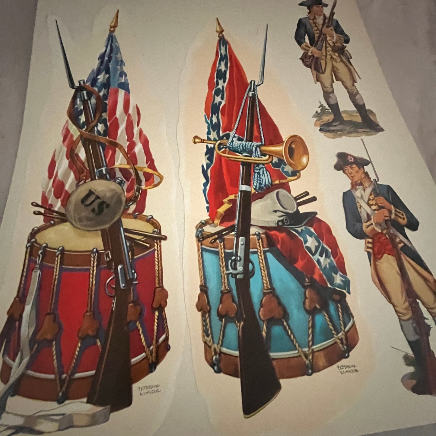 Vintage Frederick Elmiger Revolutionary War Mounted Cutouts 12x16" Art Print FL1