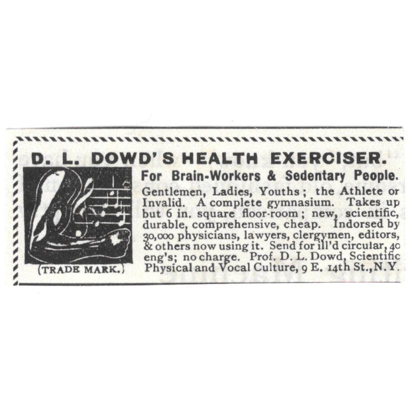 D.L. Dowd's Health Exerciser for Sedentary People c1890 Victorian Ad AE8-CH11