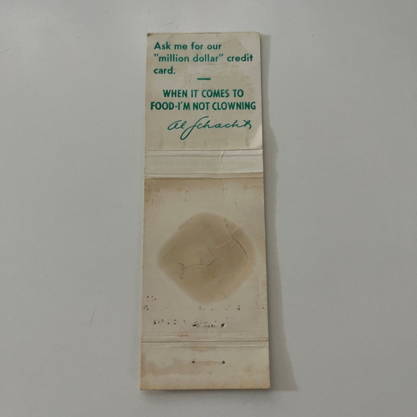 Al Schacht Clown Prince of Baseball Strike on Diamond Vtg Matchbook Cover MB37-2