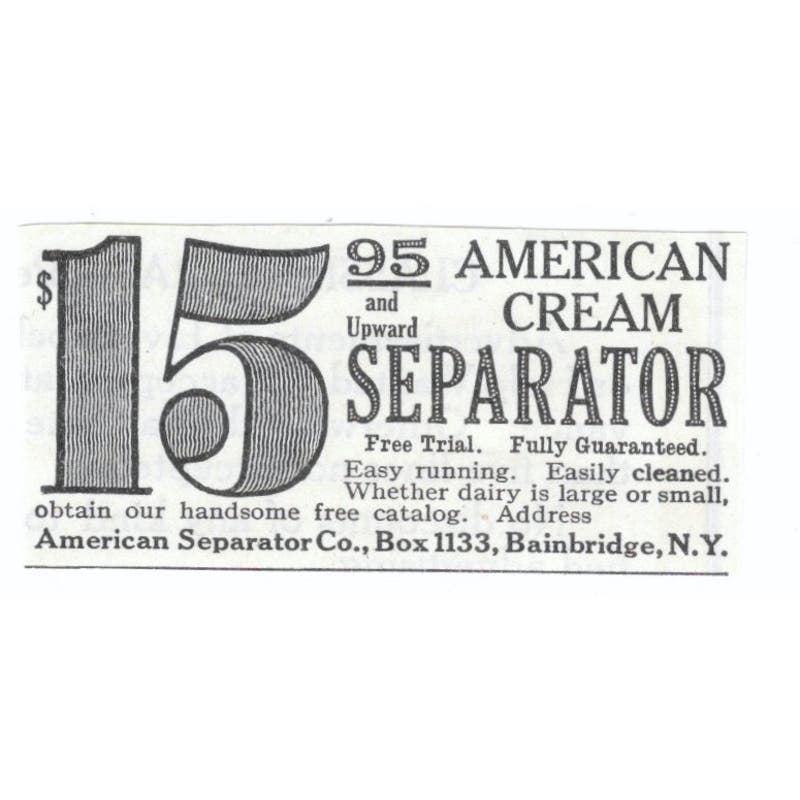 American Cream Separator Co Bainbridge NY 1913 Magazine Advertisement AE7-N8
