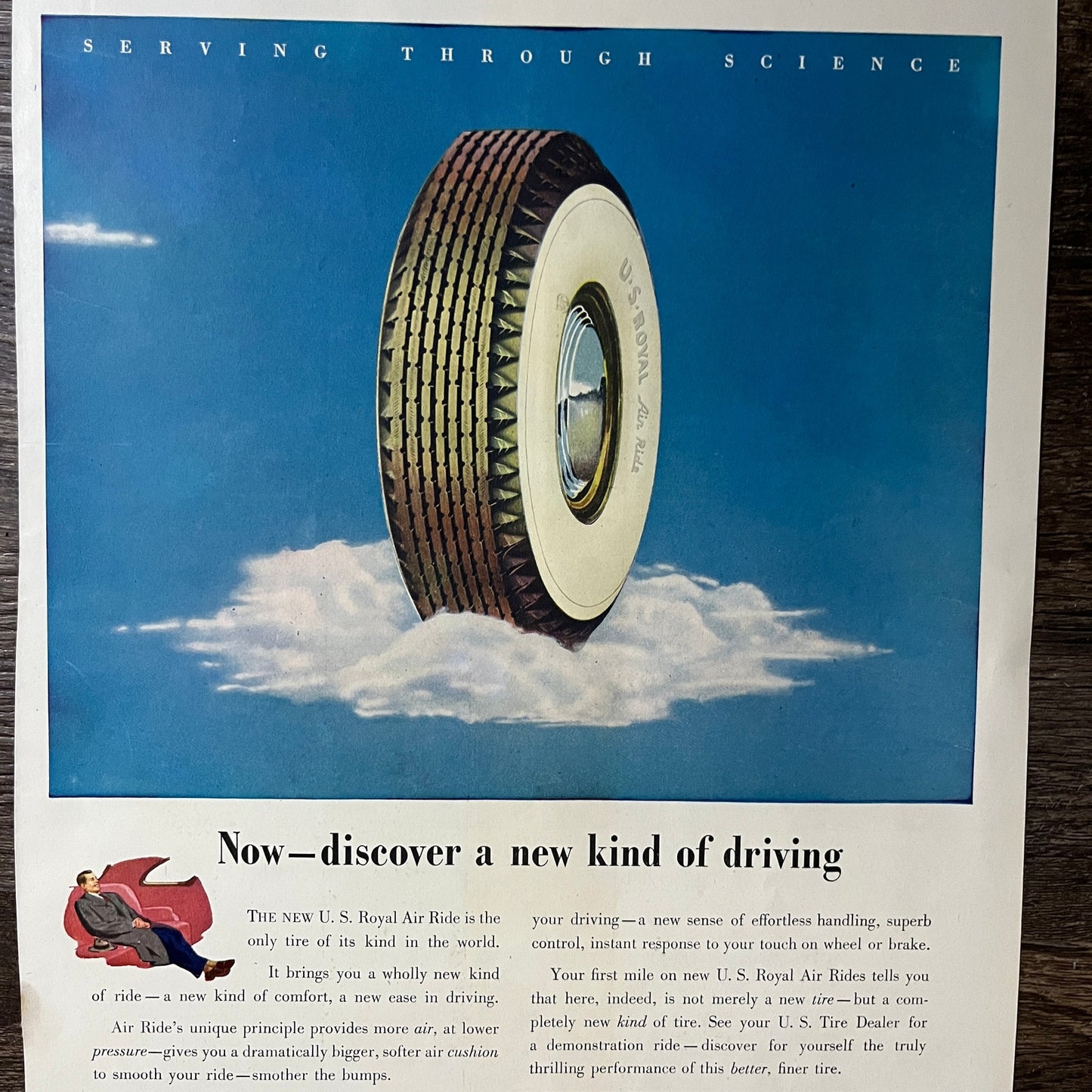 US Royal Air Ride Tires US Rubber Company Vintage Magazine Ad 10x14 V7