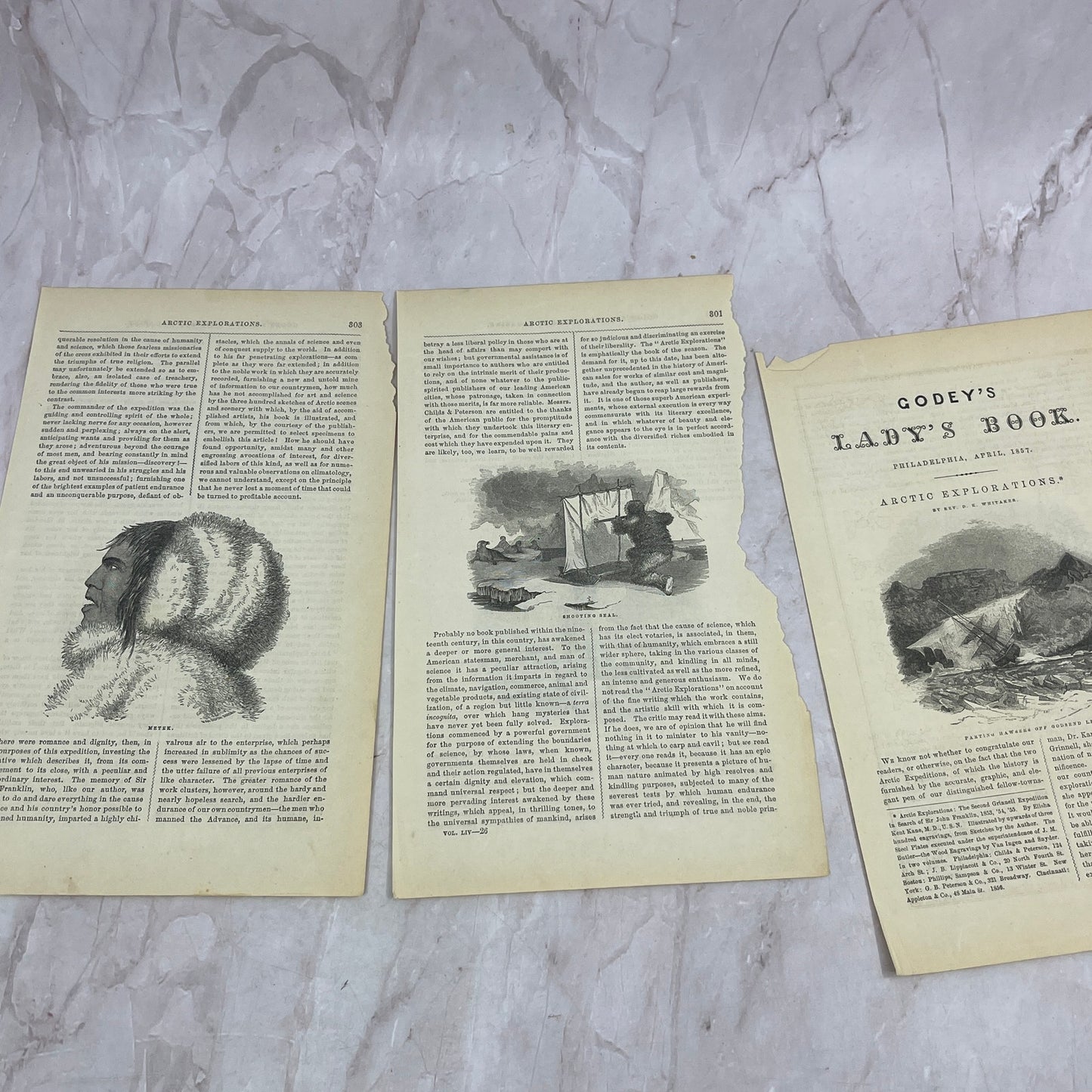 1857 Original 6 Page Article on Arctic Explorations 2nd Grinnell Expedition D19