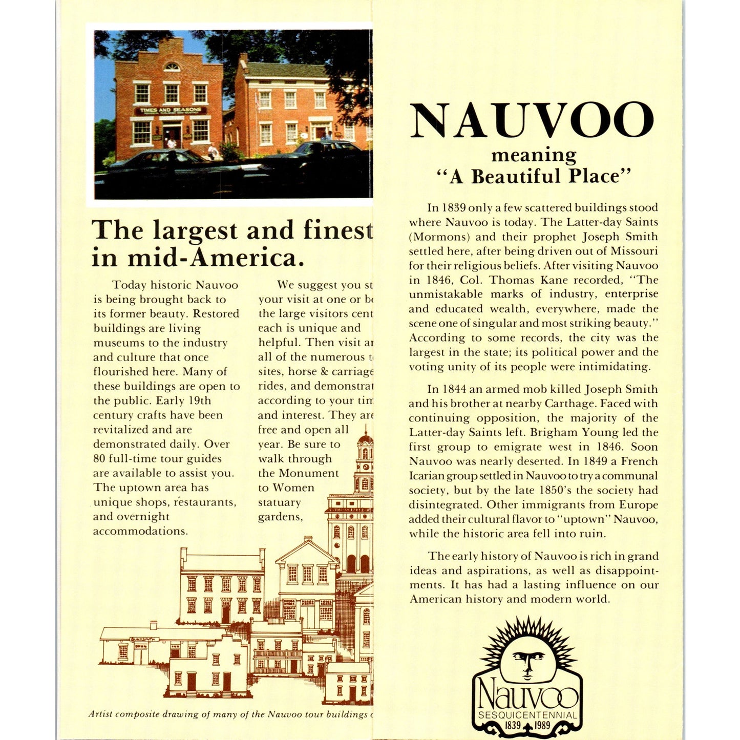 Vintage Historic Nauvoo Illinois Fold Out Travel Brochure H5-5