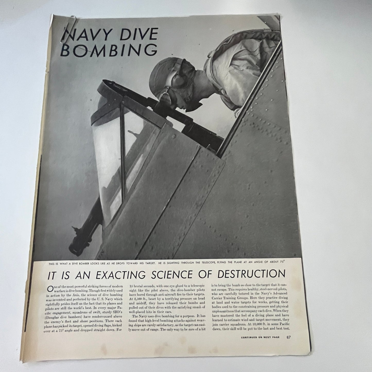 Navy Dive Bombing 5 Pages 1940s WWII Era Article V30-1