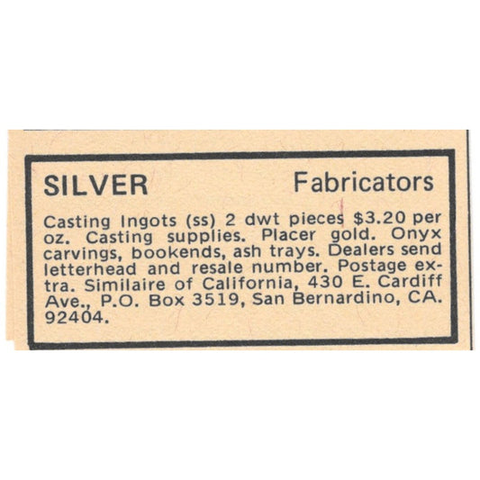 Similaire of California Silver Fabricators San Bernardino 1971 Magazine Ad AD8-O3