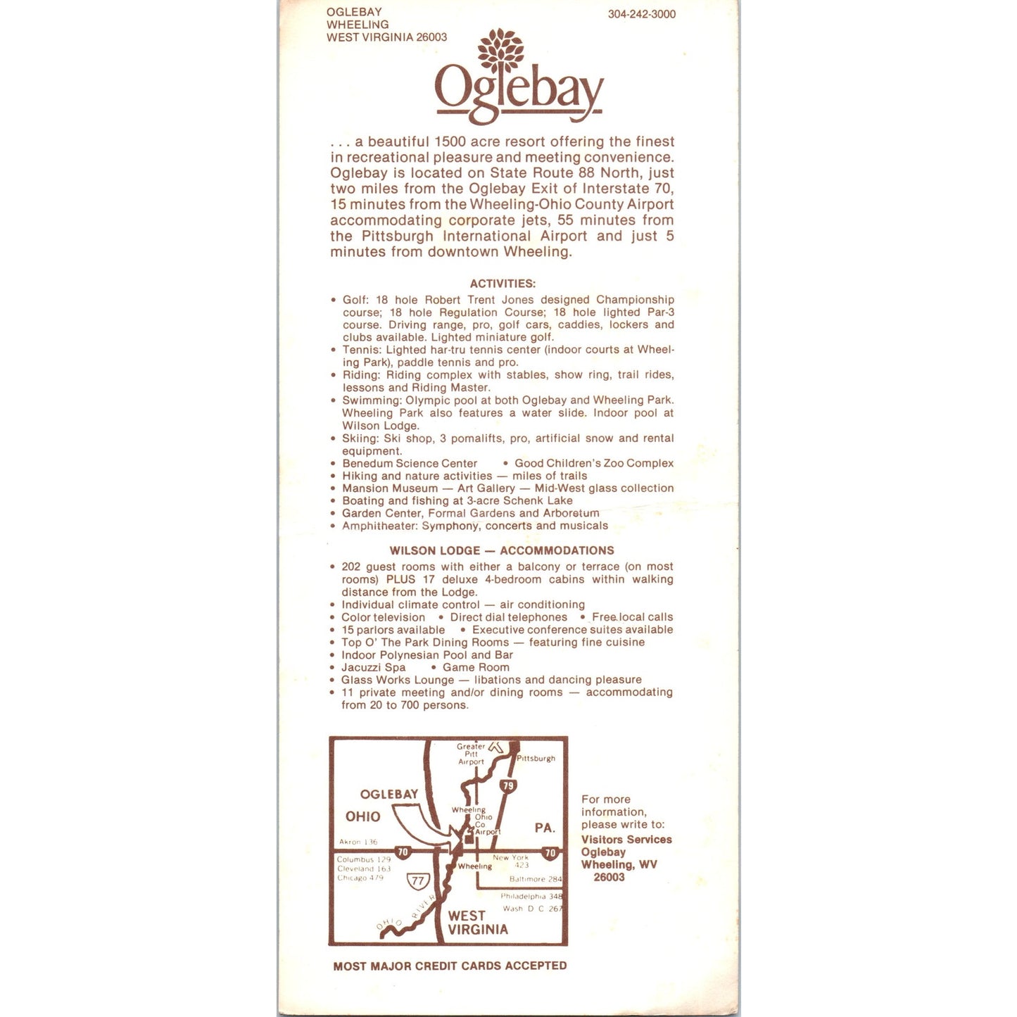 Vintage Oglebay Wheeling West Virginia Travel Info Card TH2-O2