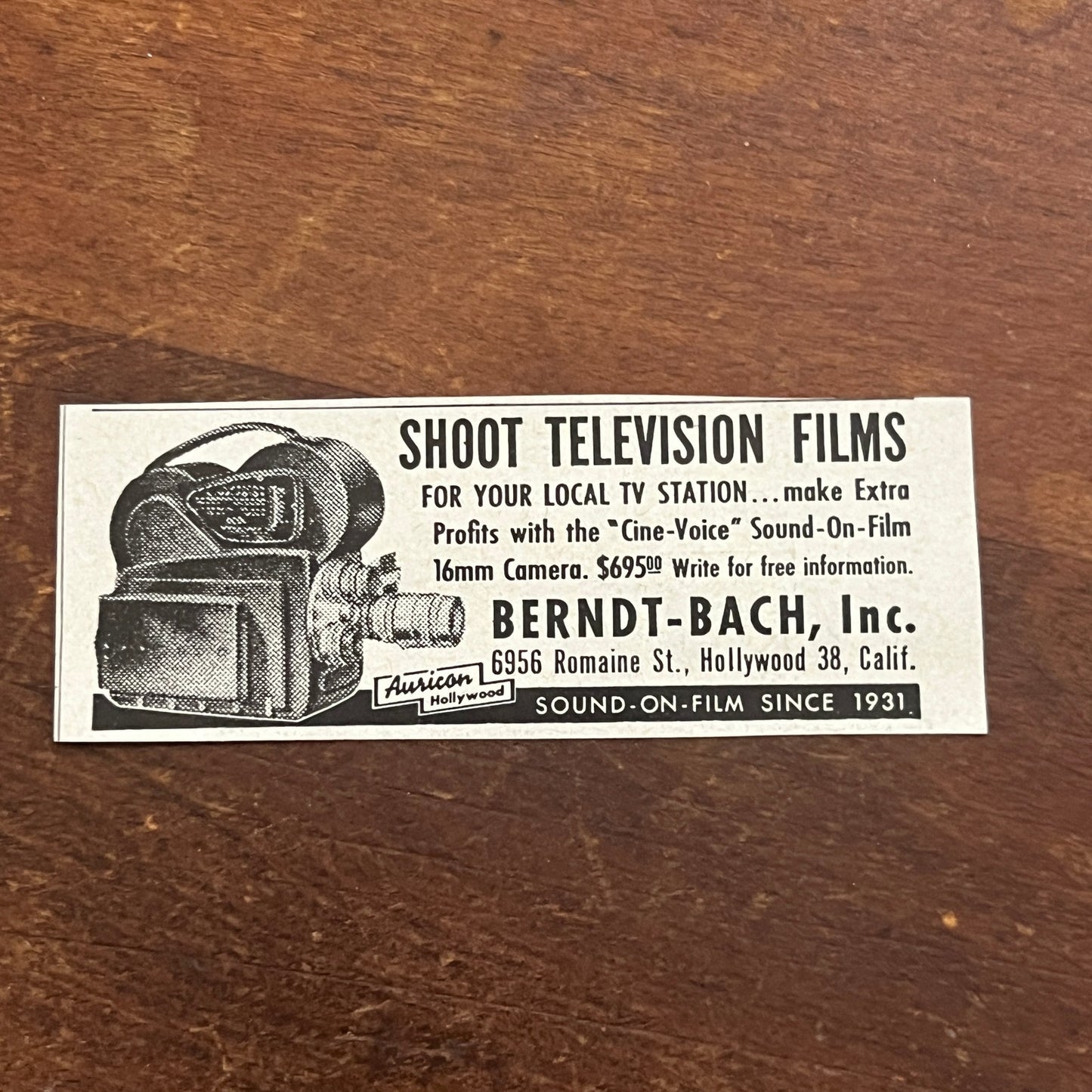 Shoot Television Films - Berndt-Bach Inc Hollywood CA 1955 Ad AF9-S2