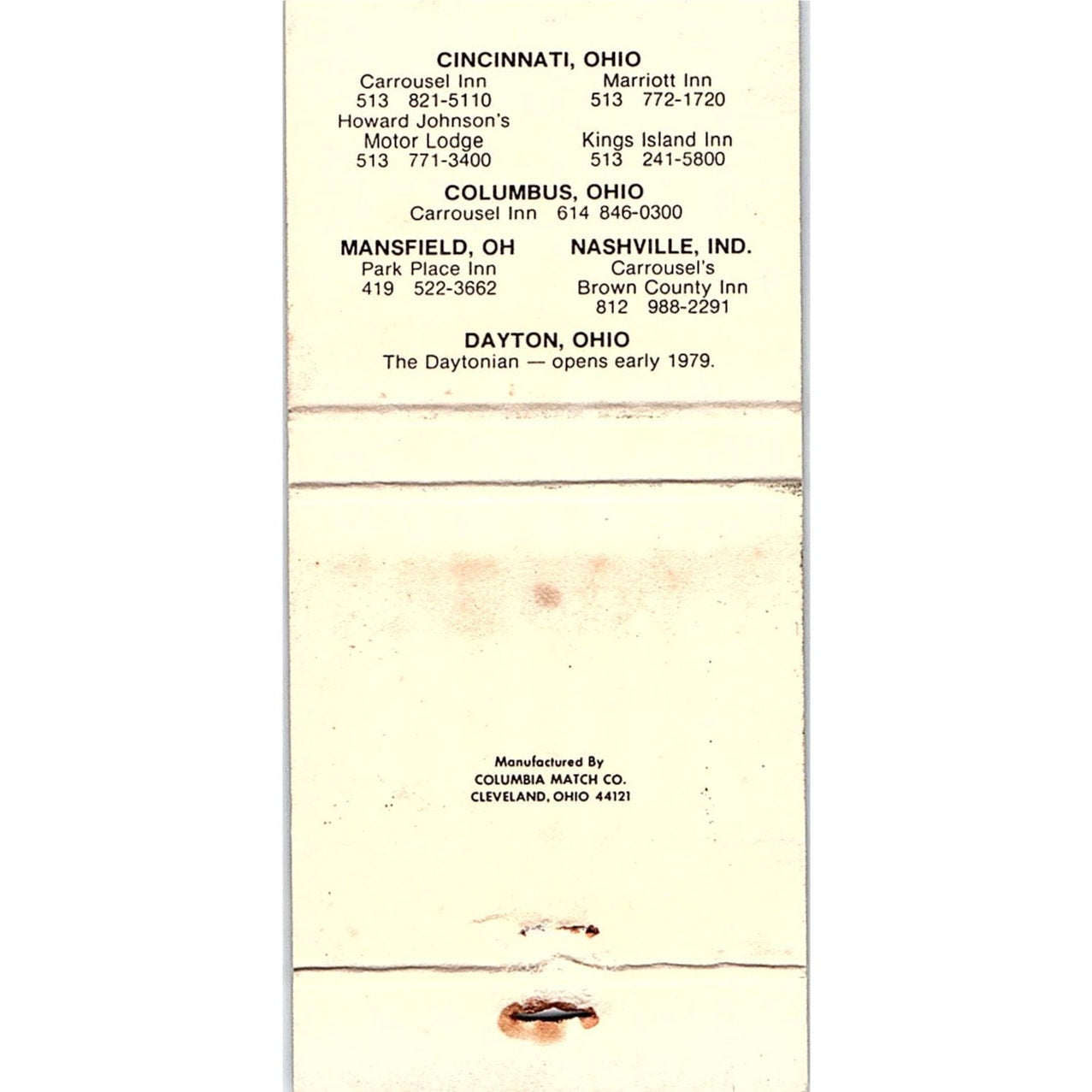 Kings Island Inn Mason Ohio Vintage Matchbook TB6-MB2-12