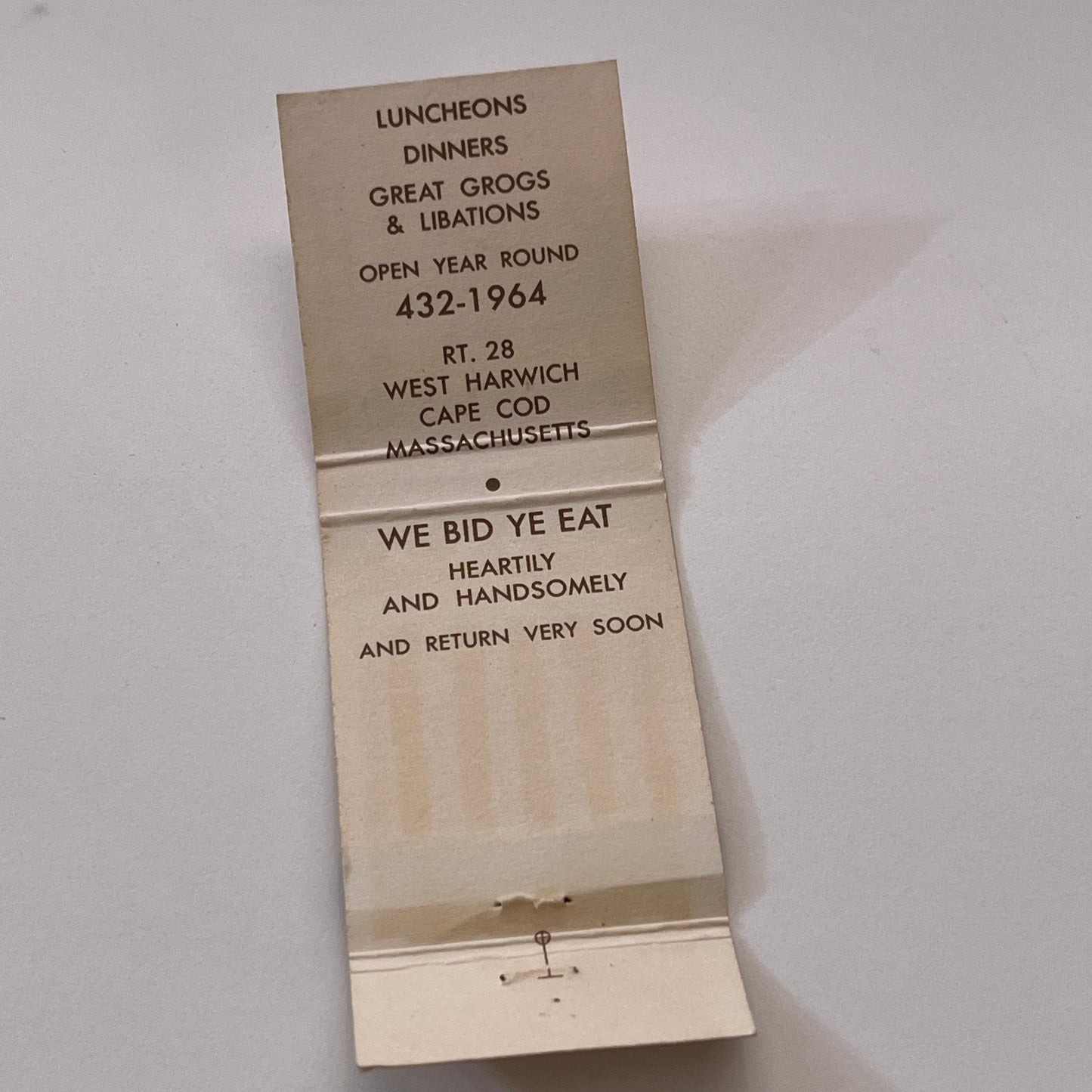 The Cape Half House West Harwich Cape Cod Vintage Matchbook Cover TB6-MB1-10