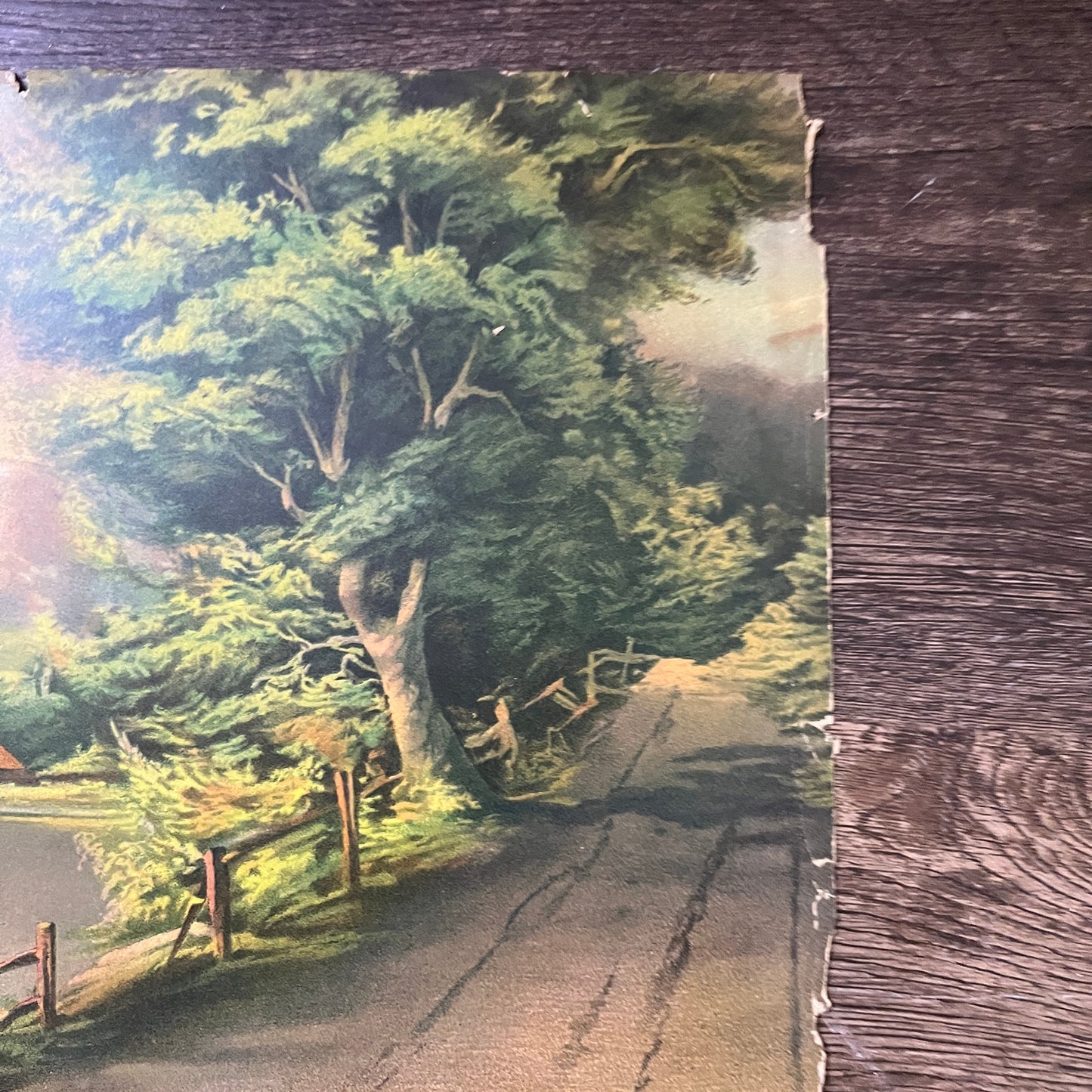 Antique c1920 Country Cottage on a Lake Print 9x12 Vintage Art Print V3