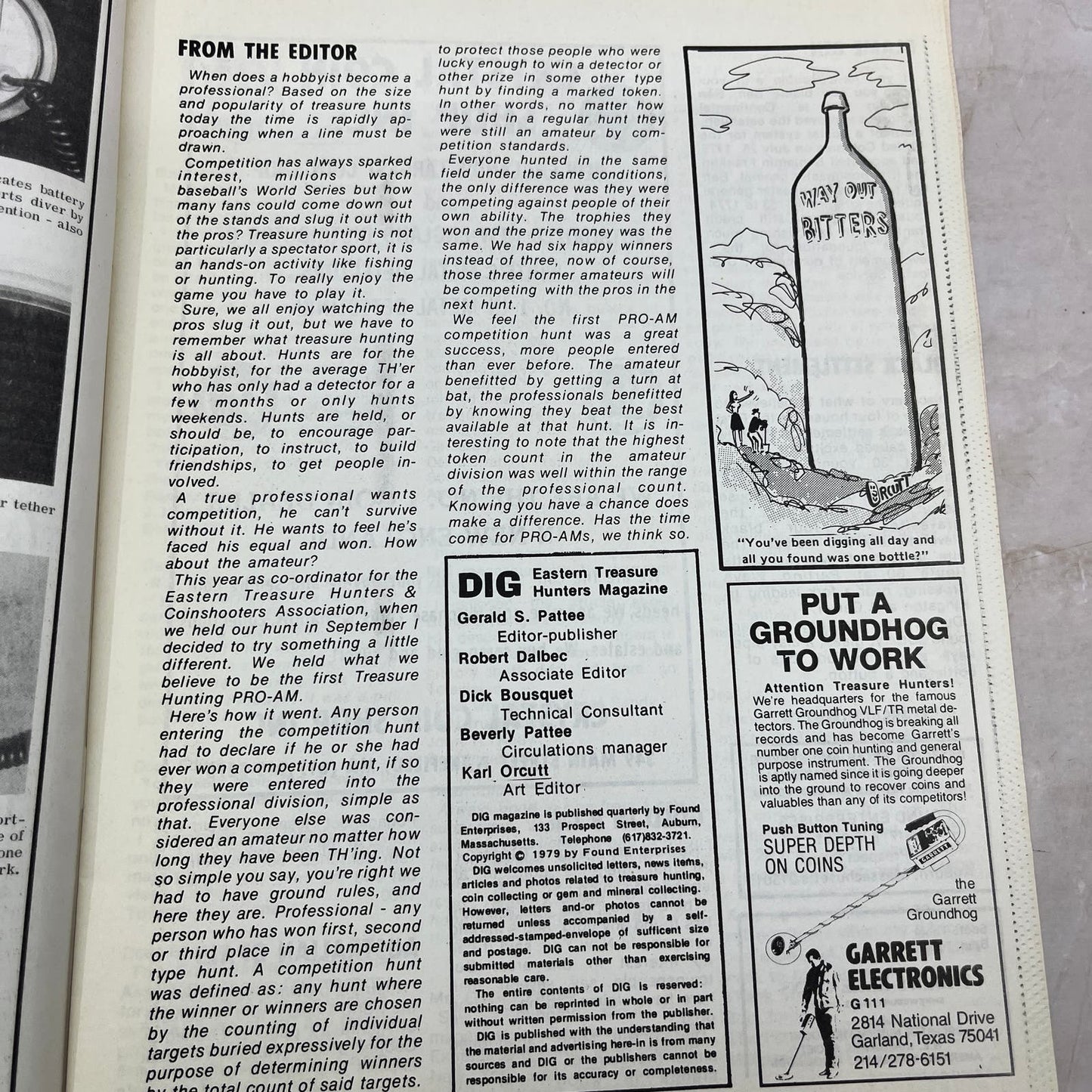 1979 Fall - DIG Eastern Treasure Hunters Magazine - Coins Bottles Gems M18