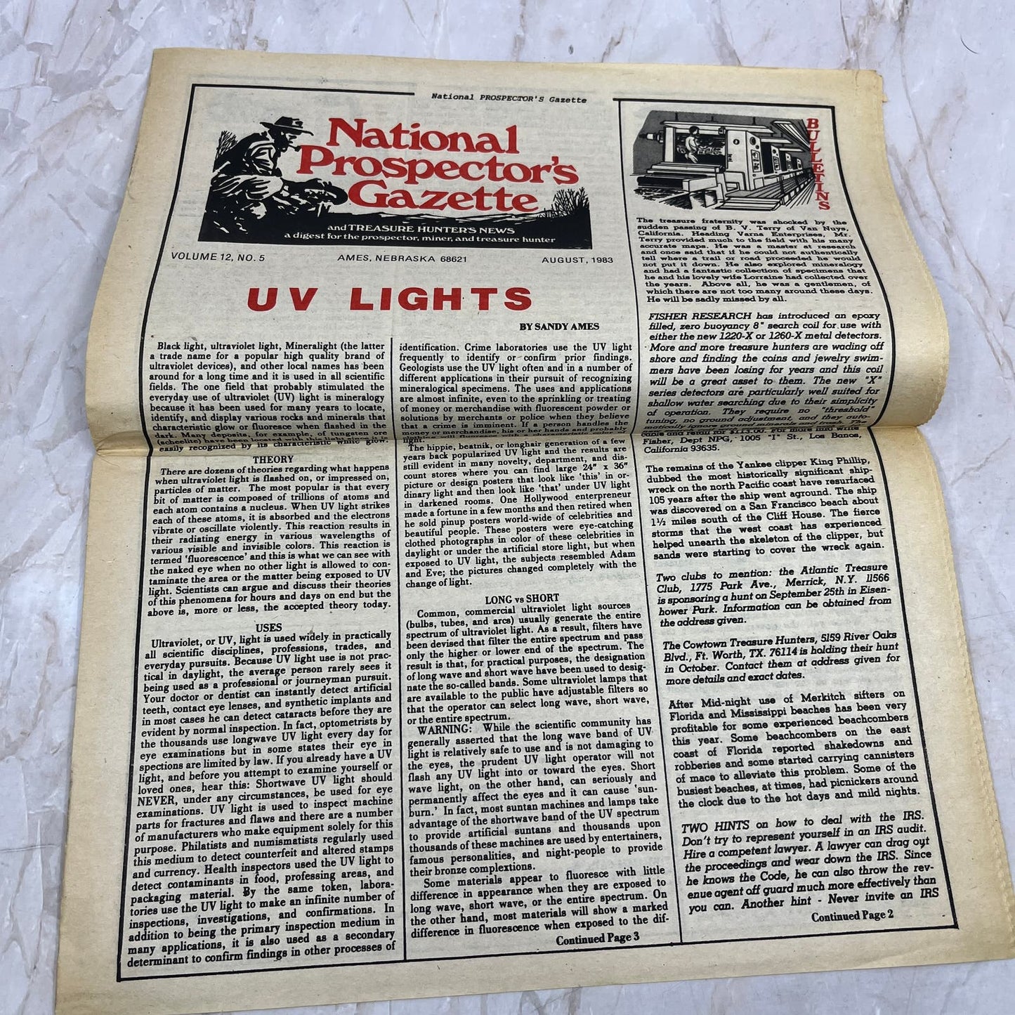 1983 Aug - The National Prospector's Gazette Newspaper - Treasure Hunting M11