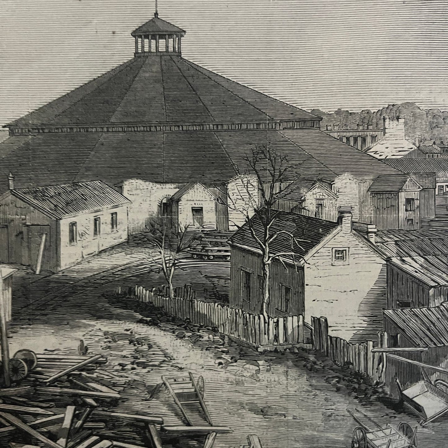 Army of the Potomac Railroad Supply Depot Original 1863 Civil War Engraving C101
