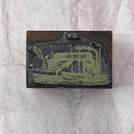 Retro Steamship Boat Vintage Letterpress Printers Block Plate SF5