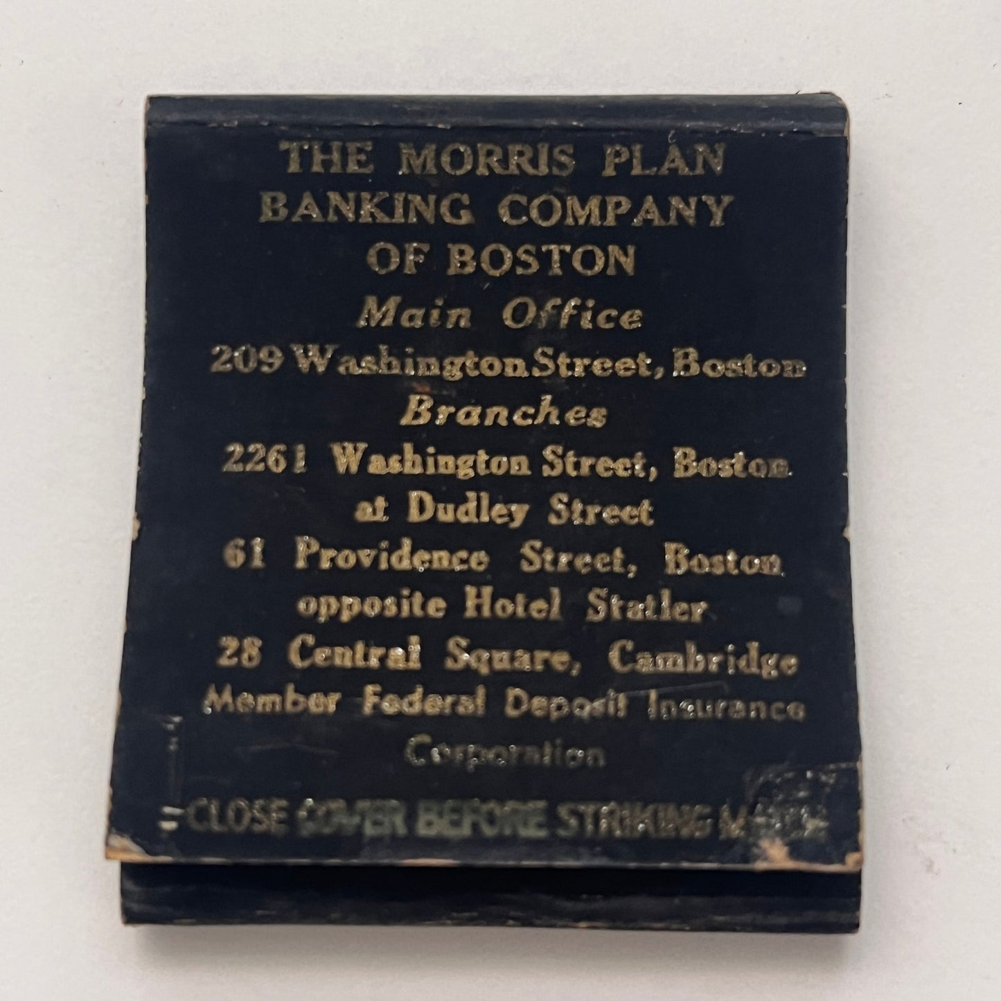 The Morris Plan Banking Company of Boston Vintage Matchbook Cover TB8-MB-1