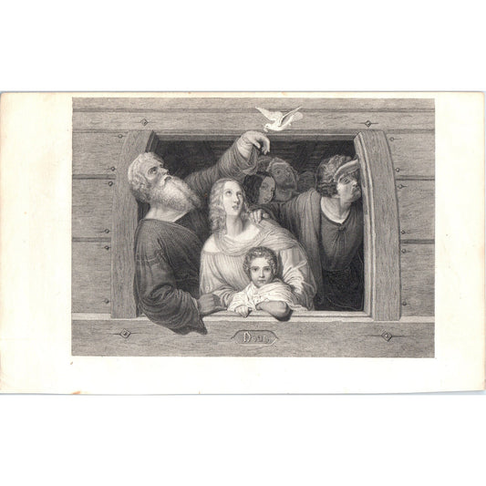 The Dove's Return Moritz Oppenheim 1857 Original Art Engraving D19-3