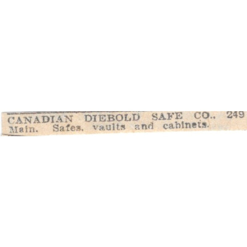 Canadian Diebold Safe Co 249 Main Street Winnipeg 1920 Ad AG2-S12