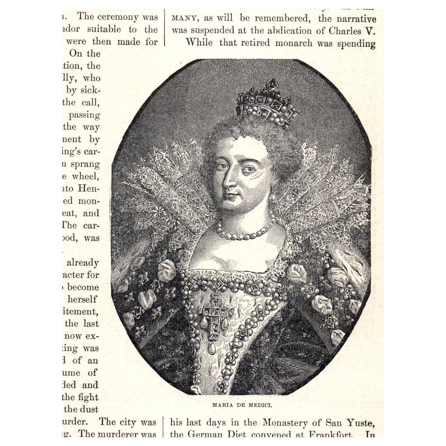 Catherine De Medici and Charles IX After a Painting 1911 Engraving Print AF5-7