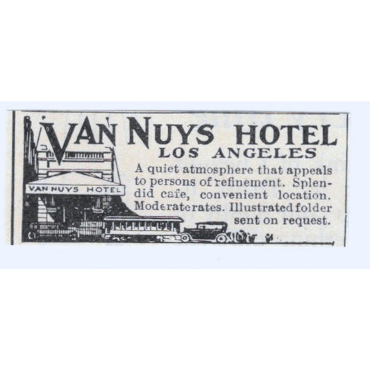 Van Nuys Hotel Los Angeles California 1924 Magazine Ad AD8-O4