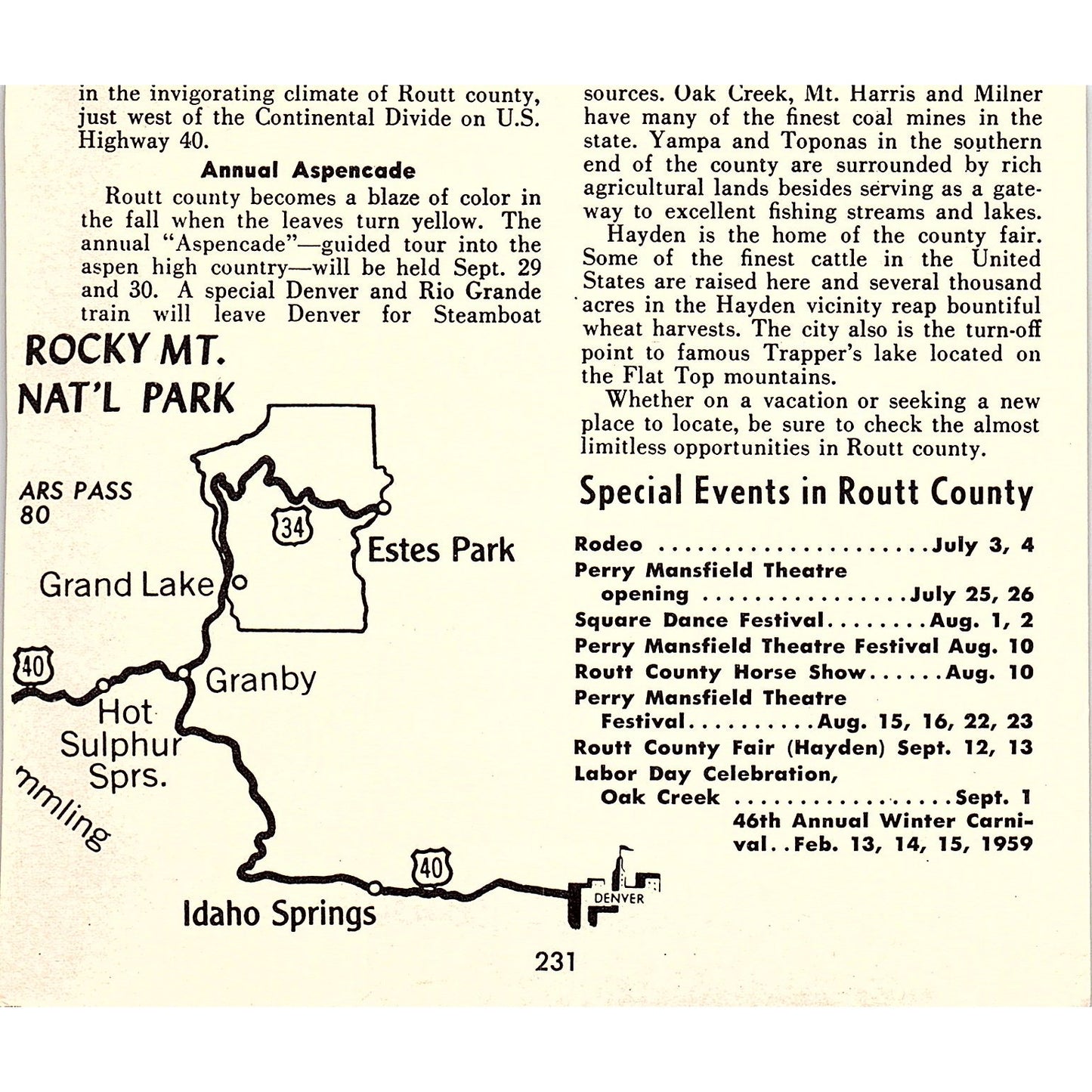 Steamboat Motel, Steamboat Springs CO 1958 Ad AG1-H6
