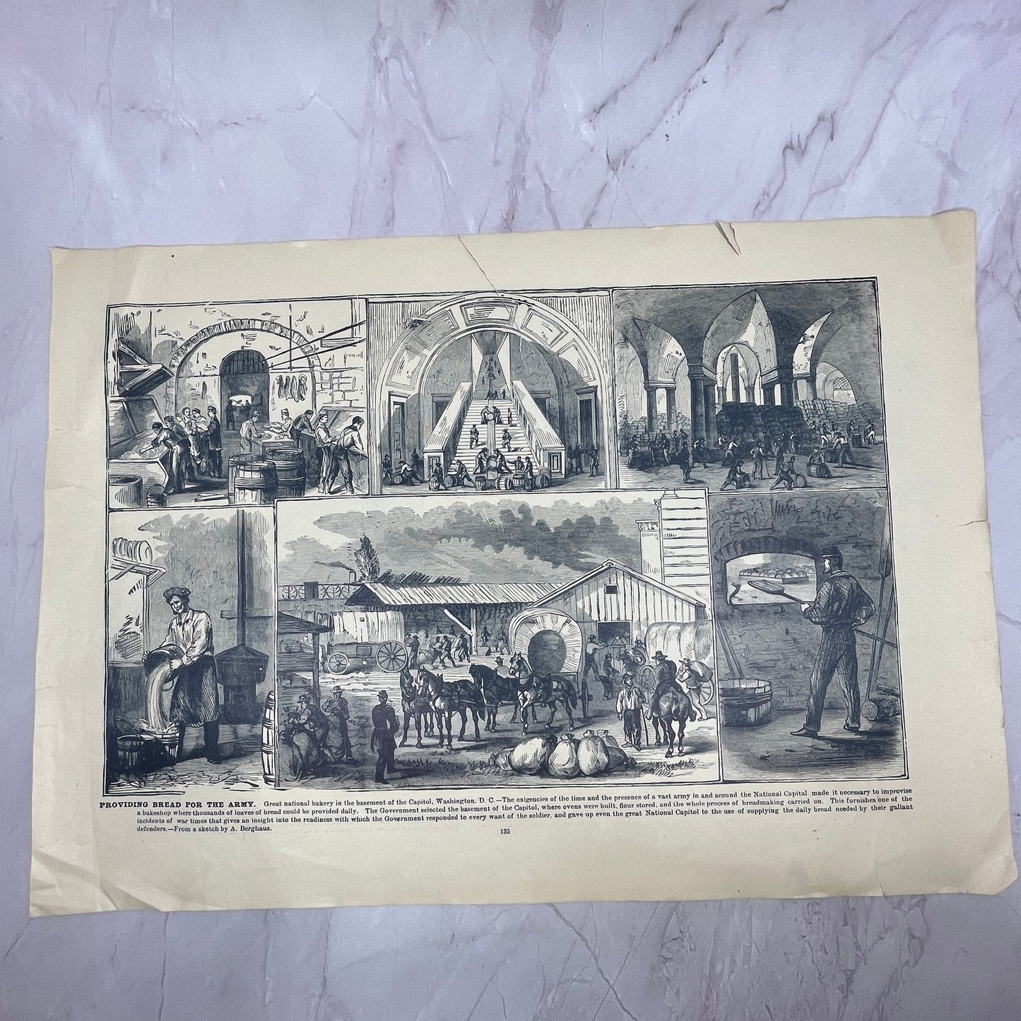 2nd Battle of Bull Run, Providing Bread for the Army 1894 Engraving V14-4