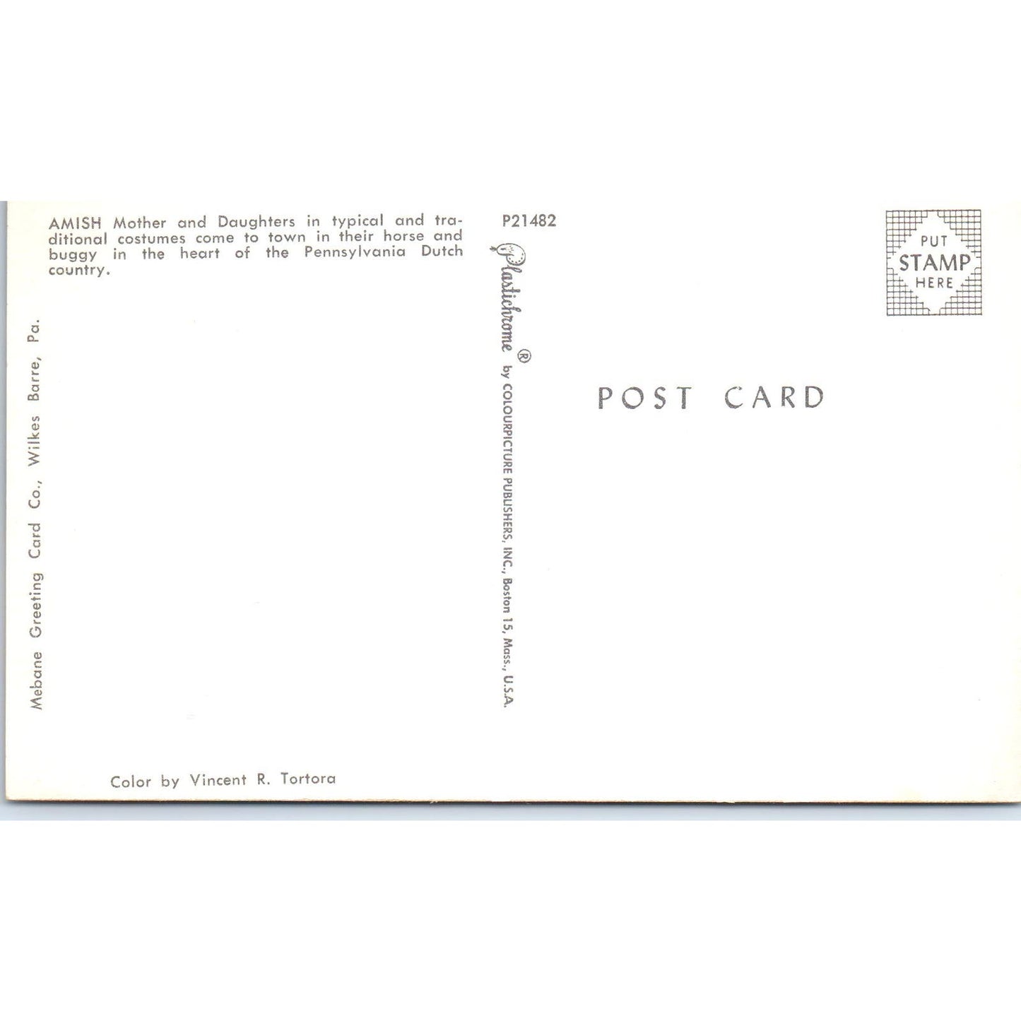 Amish Mother and Daughters Pennsylvania Dutch Country Postcard PD8