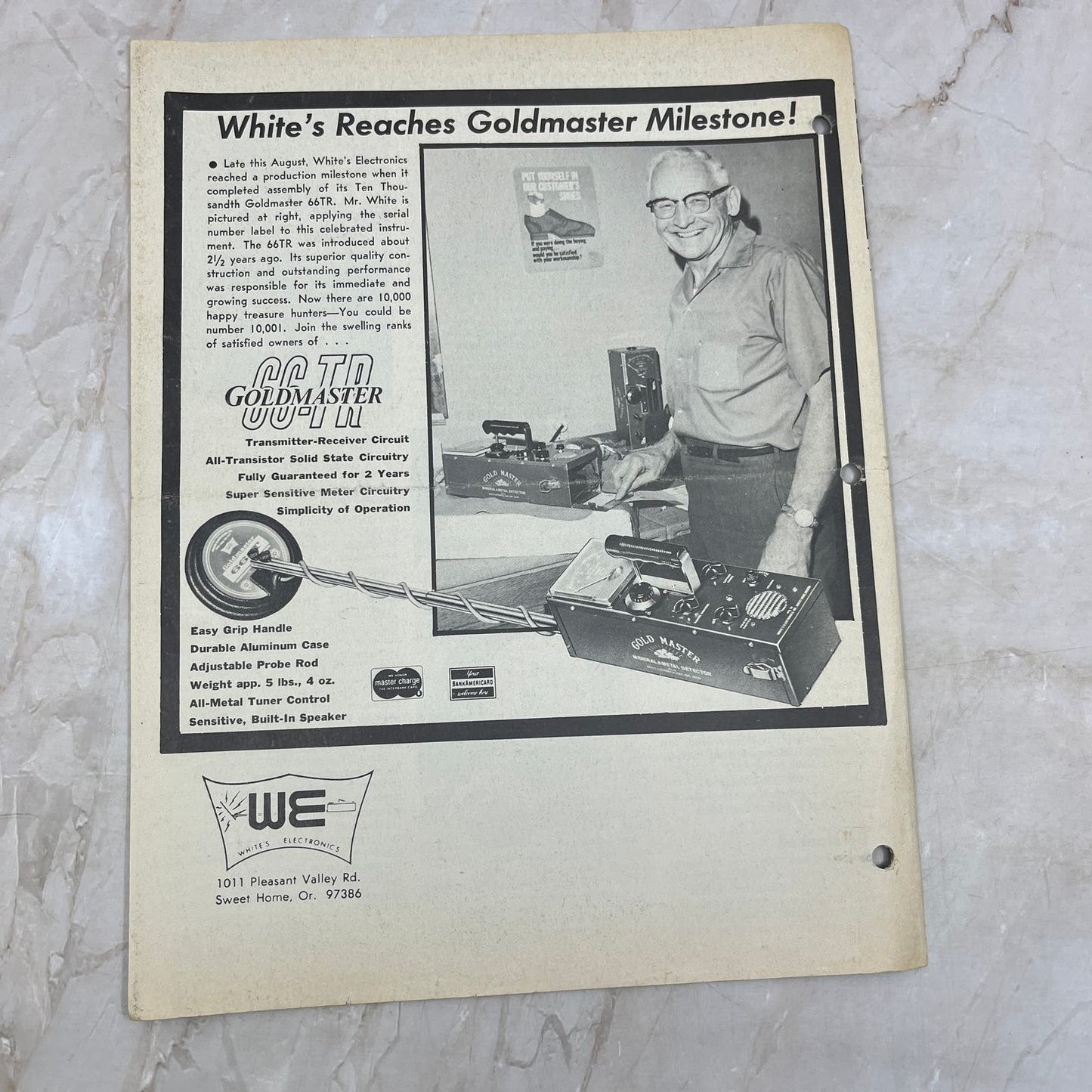 c1970 White's Electronics Discover Newsletter Treasure Hunting Oregon M19