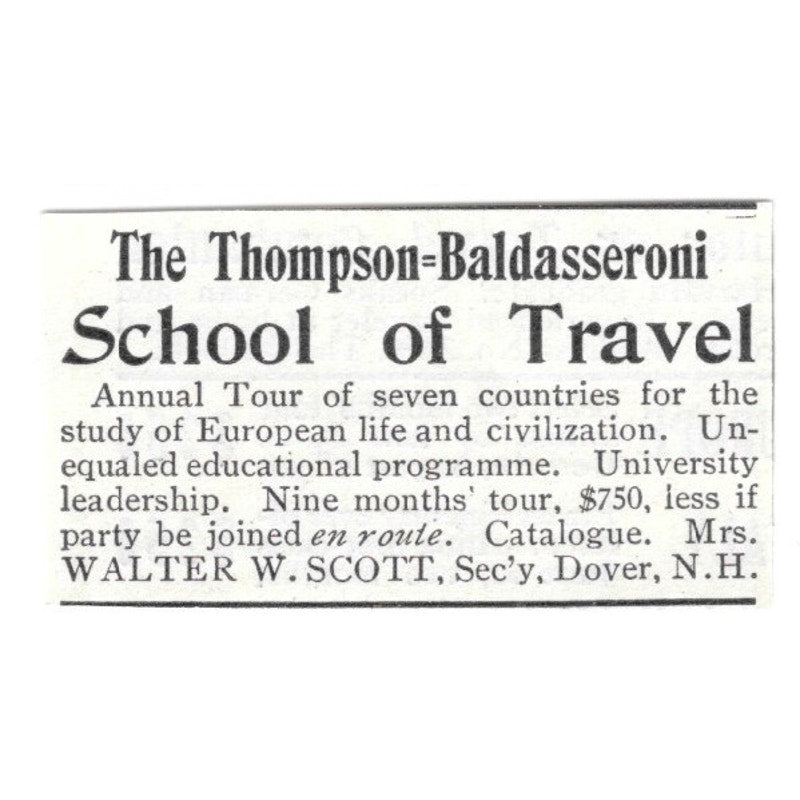 Thompson-Baldasseroni School of Travel Walter W Scott Dover NH 1903 Ad AF8-S39