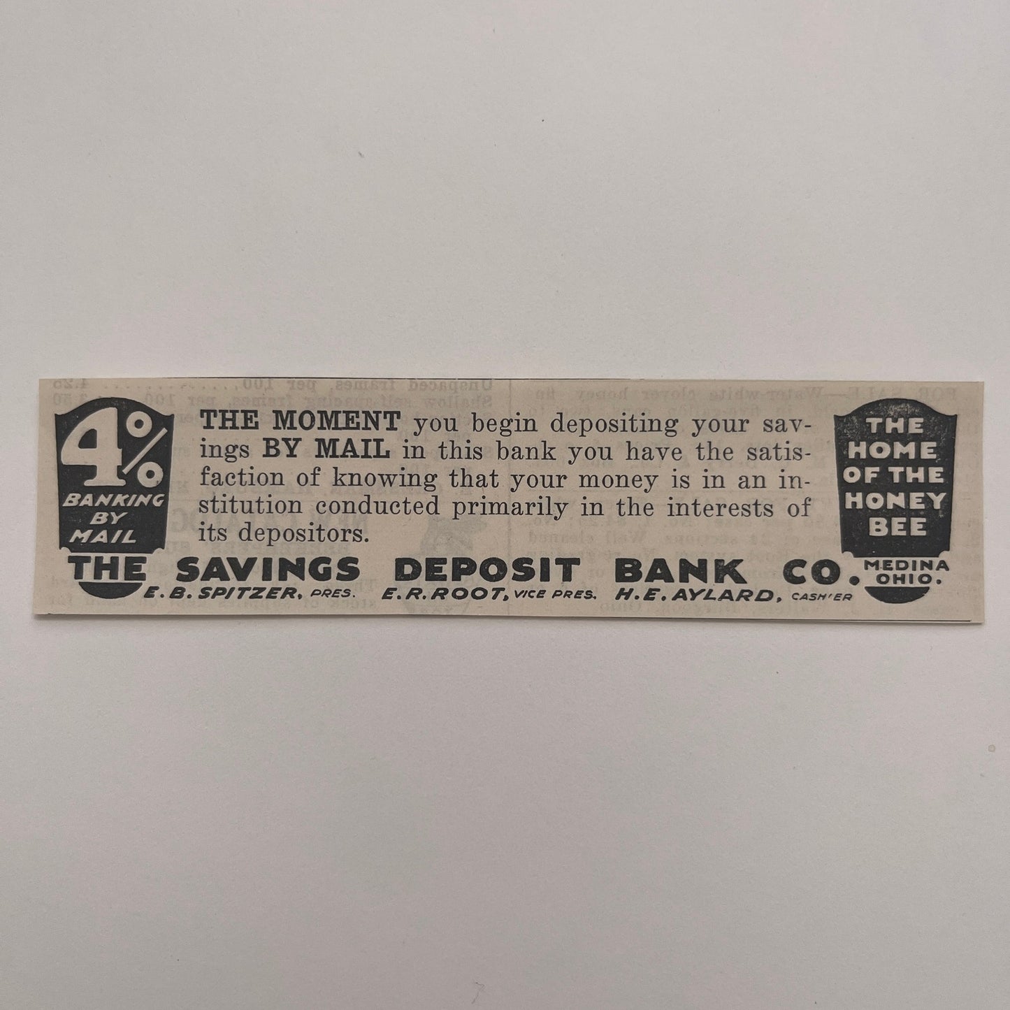 The Savings Deposit Bank Co Medina - EB Spitzer ER Root HE Aylard 1926 Ad AG3-M8