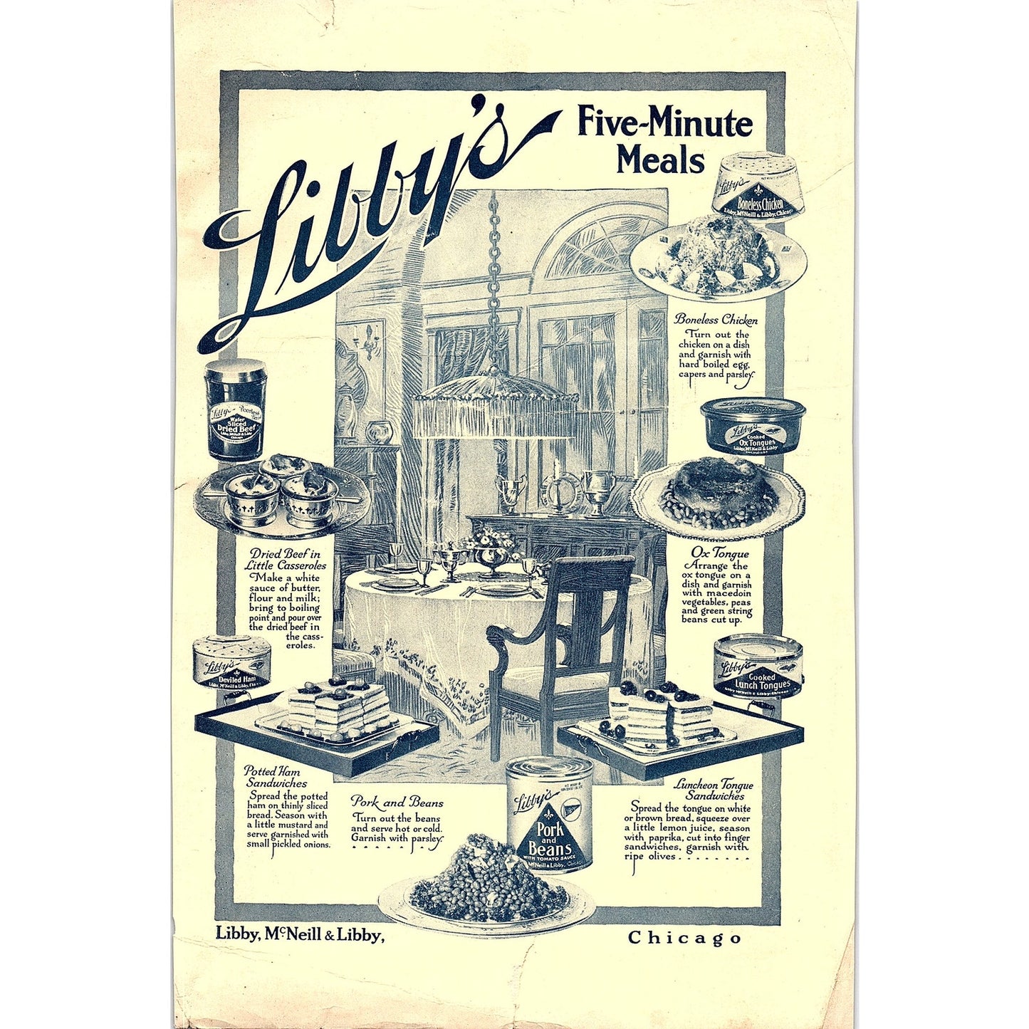 Auto Vacuum Freezer Ice Cream Libby's Five-Minute Meals 1916 Ad AF6-10