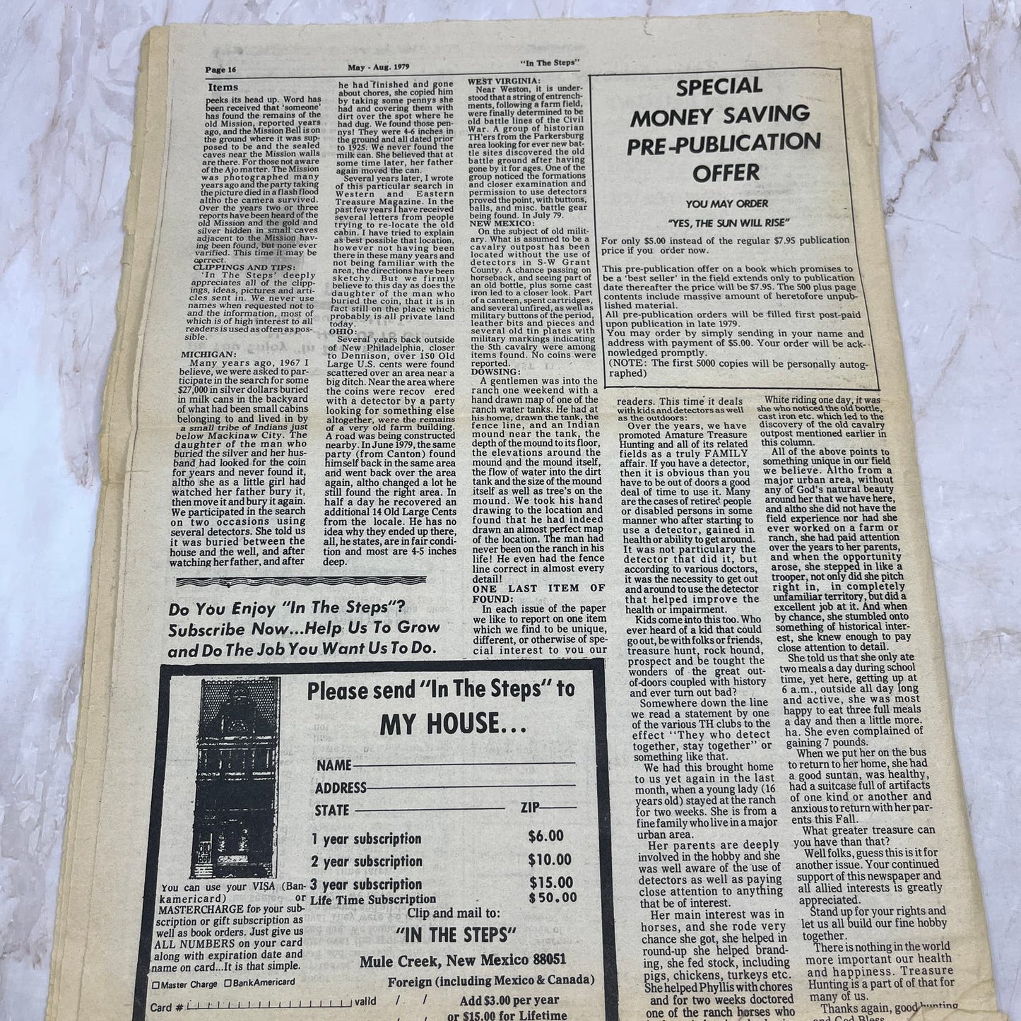 1979 Aug - In the Steps of the Treasure Hunter Newspaper - Mule Creek NM M11