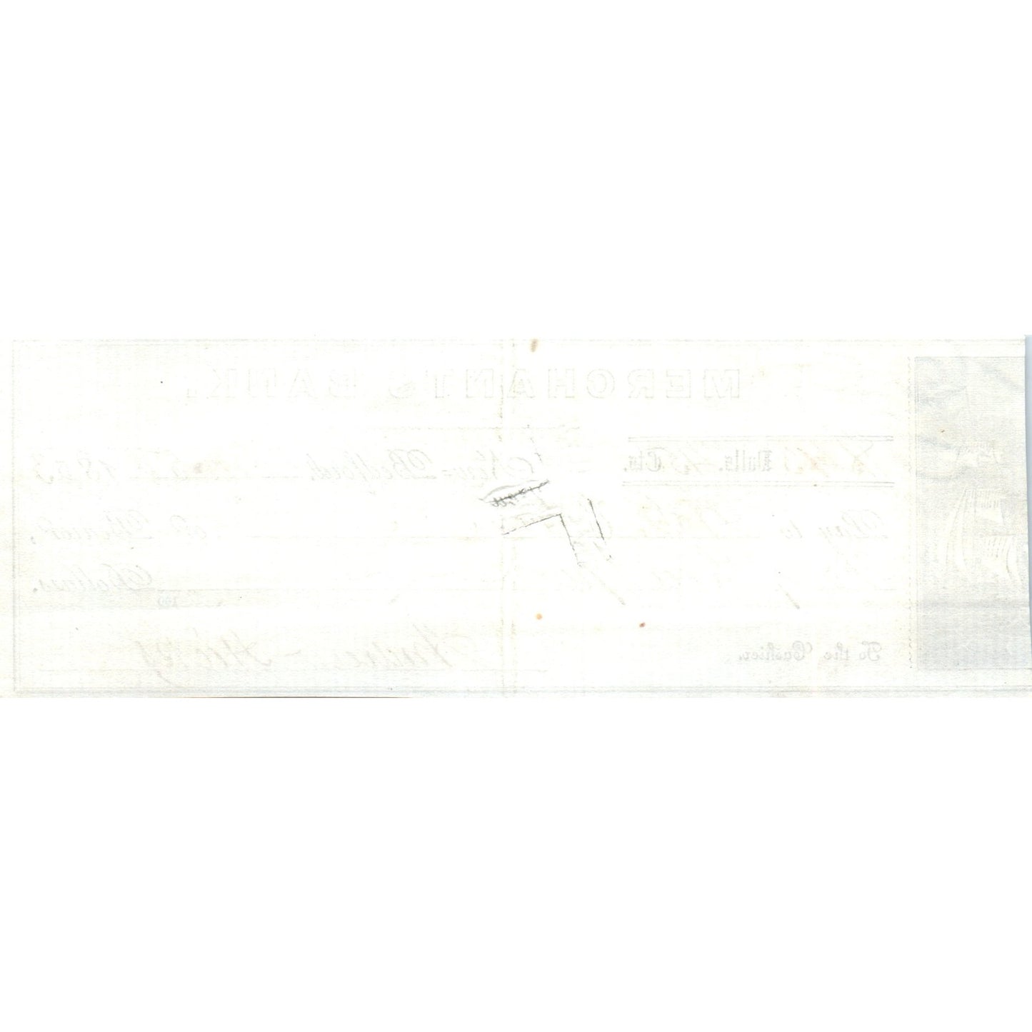 1853 Andrew Hicks Merchants Bank of New Bedford Check AF2-A3