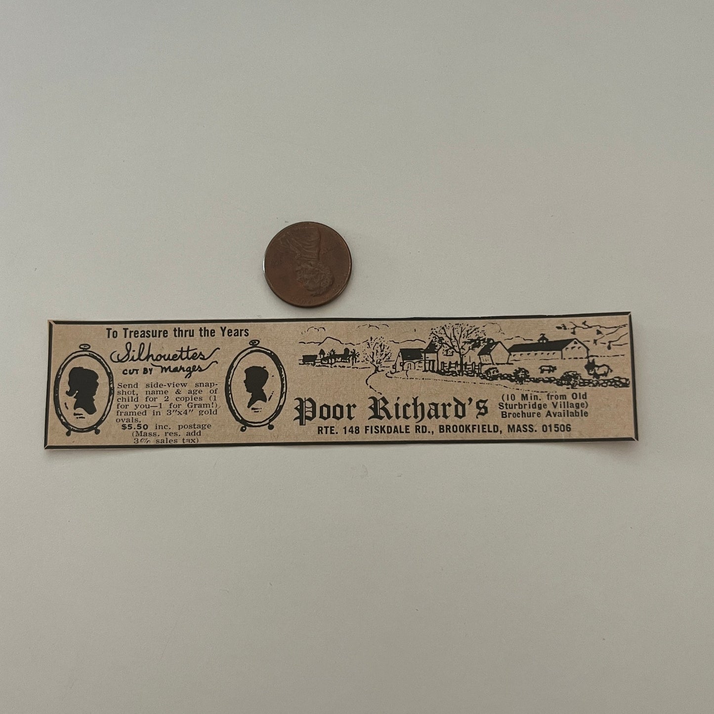 Poor Richard's Silhouettes Cut By Marges Brookfield MA 1971 Magazine Ad SAG4-H1