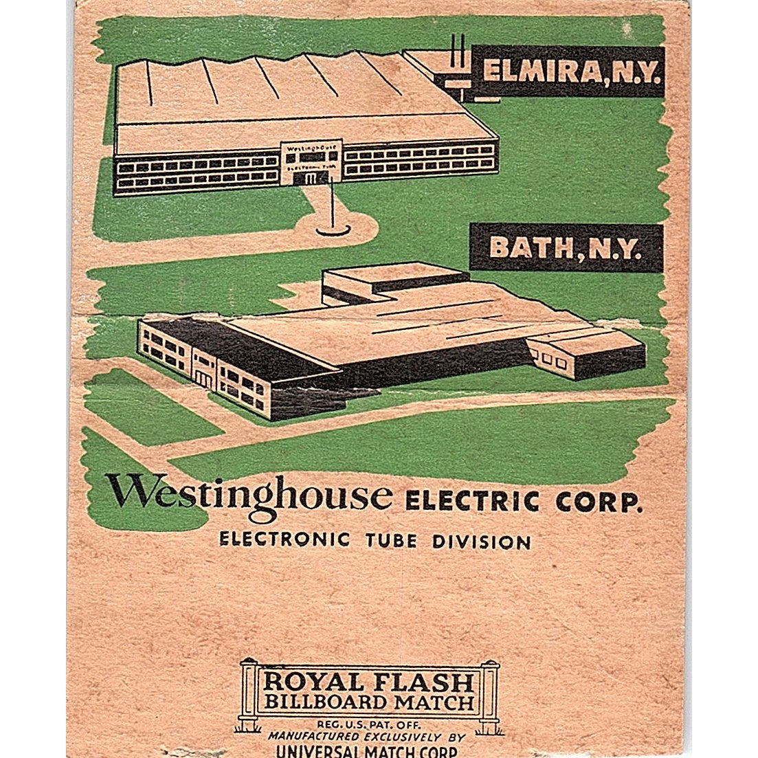 Westinghouse Reliatron Tubes Wausau WI Vintage Large Matchbook Cover ML1-8