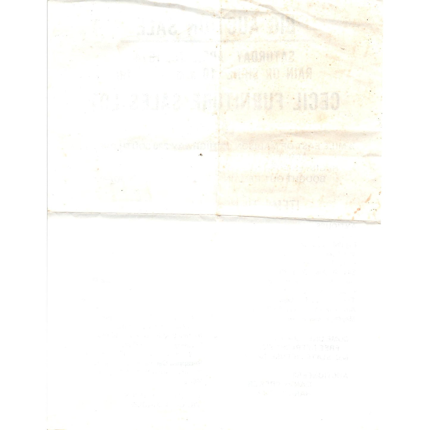 1974 Auction Bulletin Cecil Furniture Sales Lot Madison NC Danny Brewer AF1-RR6