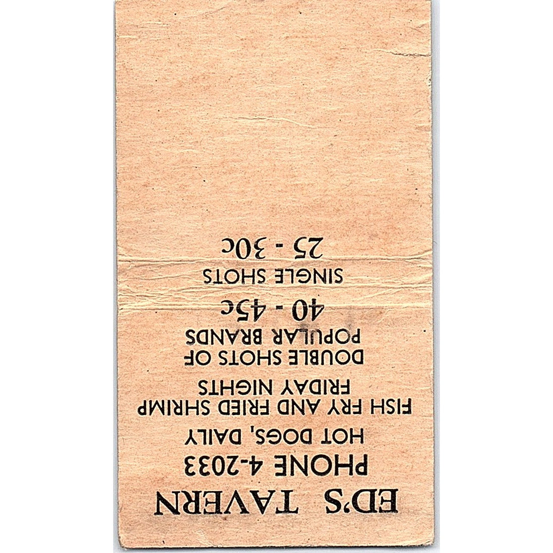 Ed's Tavern Clarence Bina Troyanek La Crosse WI Vintage Matchbook Cover SC7-Y3