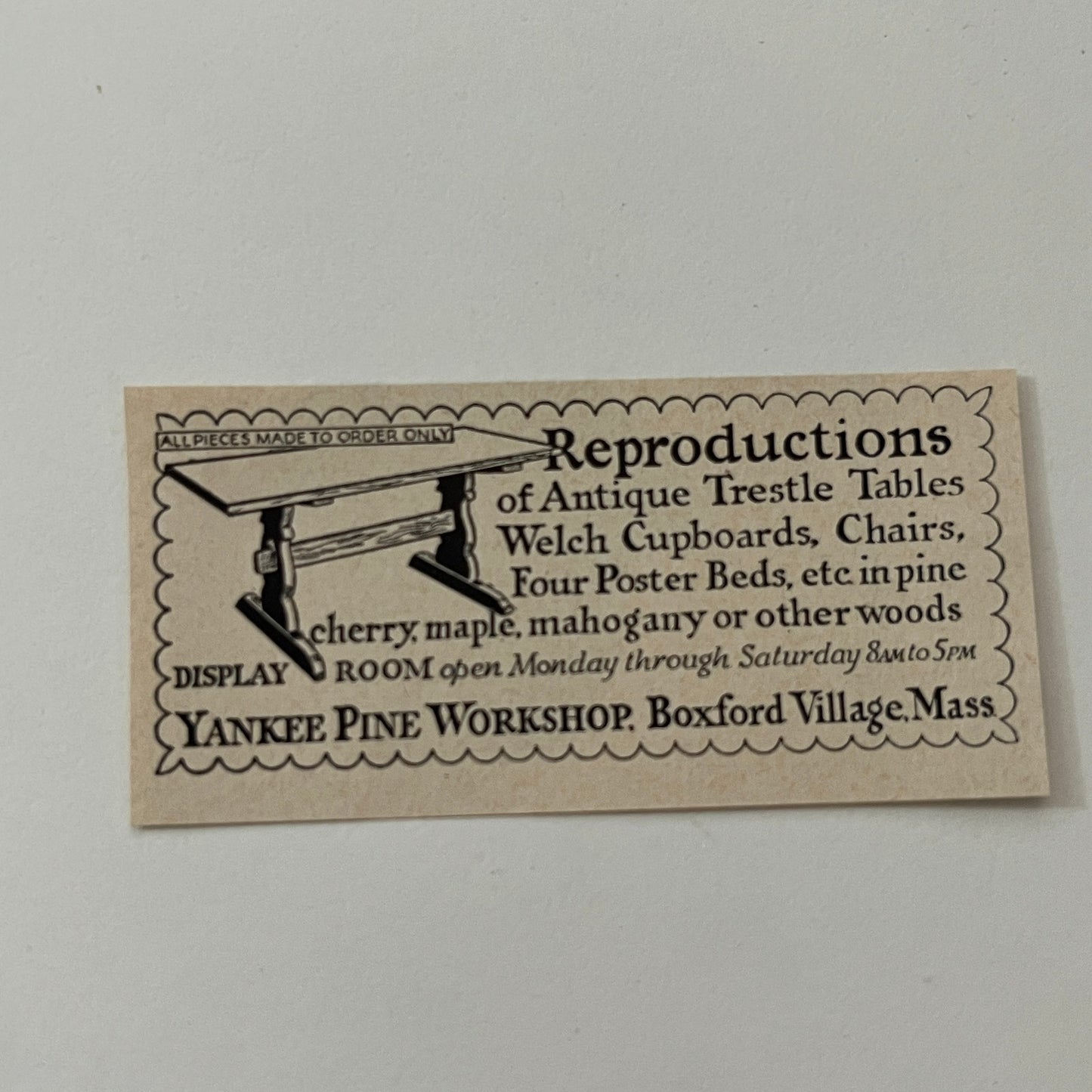 Yankee Pine Workshop Boxford Village MA 1952 Yankee Magazine Ad SAG5-S2