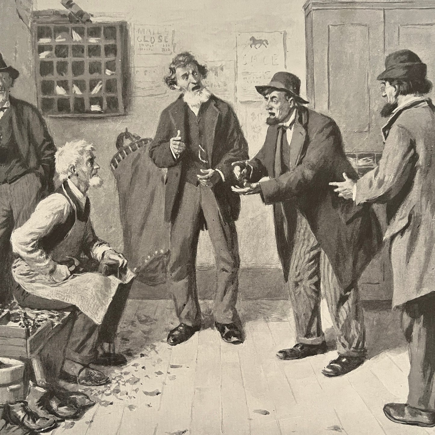 The Monroe Doctrine - Old Men Scene - Original 1904 A.B. Frost Art Print V26-4
