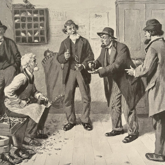The Monroe Doctrine - Old Men Scene - Original 1904 A.B. Frost Art Print V26-4