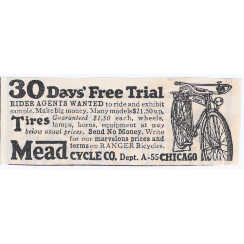 Mead Cycle Co. Bicycles Chicago IL 1928 Original Magazine Advertisement AE5-SE