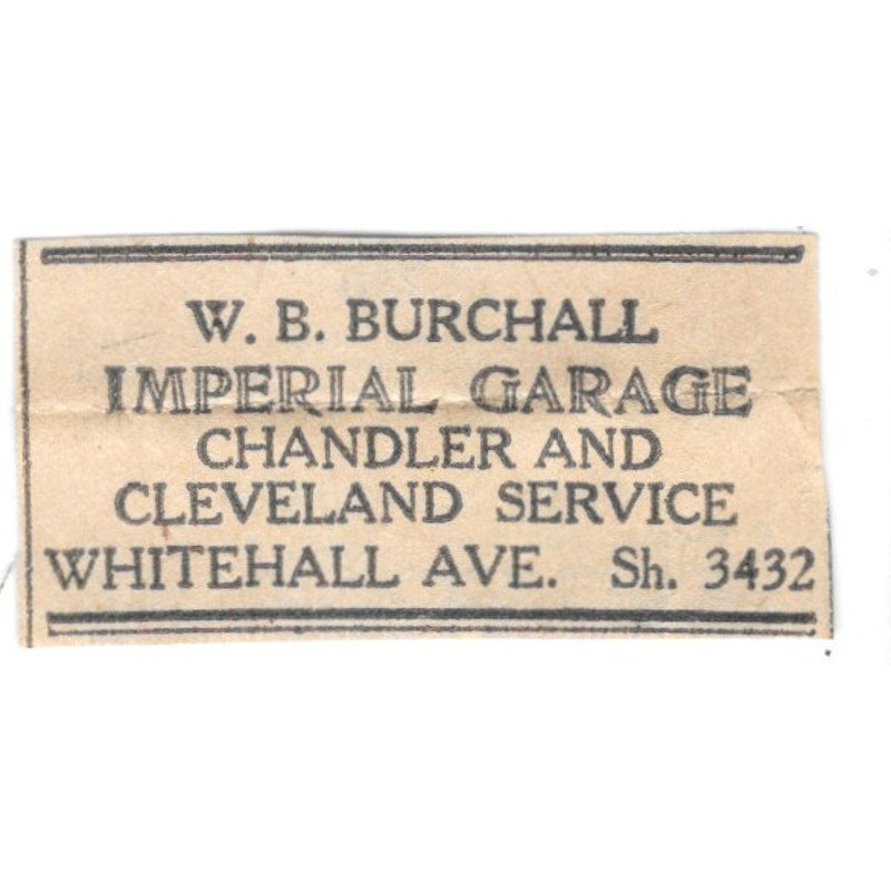 W.B. Burchall Imperial Garage Chandler & Cleveland Service Winnipeg 1920 AG2-S7