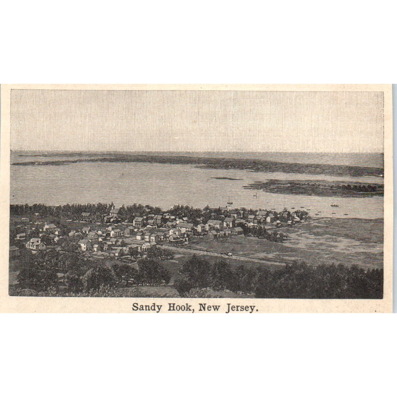 Aerial View of Sandy Hook New Jersey 1901 Engraving AF2-O2