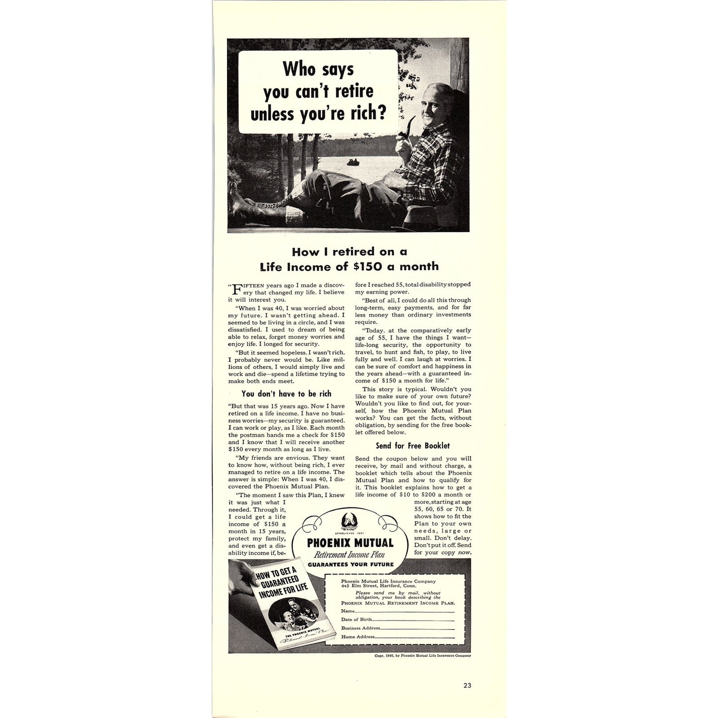 Phoenix Mutual Retirement Income Plan 1940 Ad V14-8