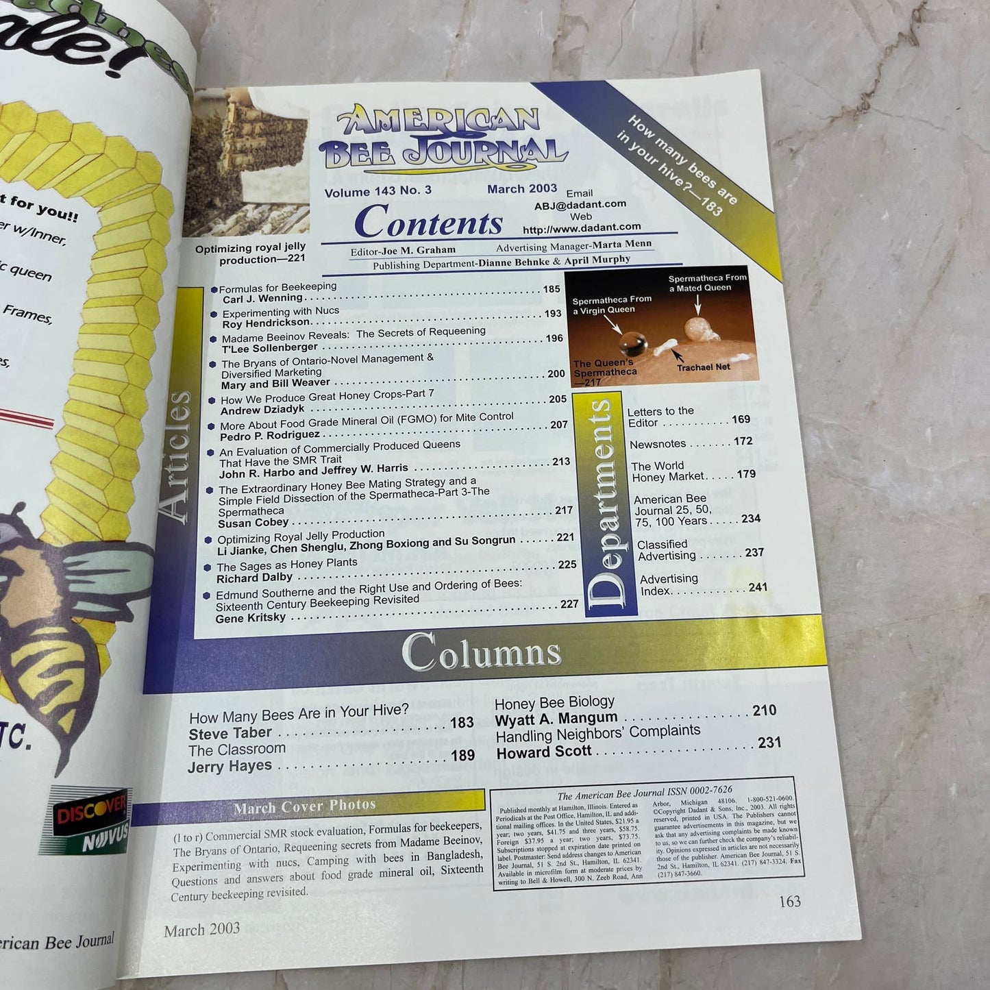 2003 March American Bee Journal Magazine Bees Beekeeping Honey M7