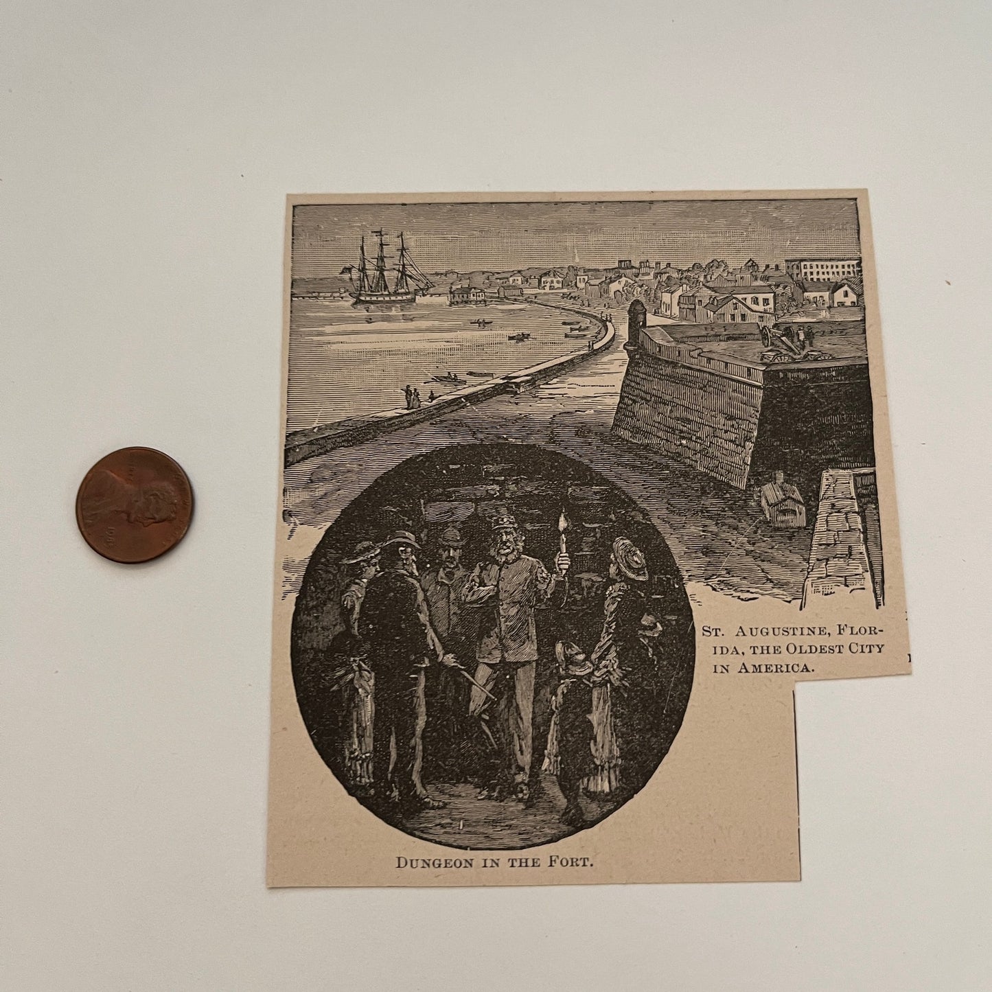 Dungeon in the Fort Oldest City St. Augustine FL 1894 Art Engraving SAG4-8