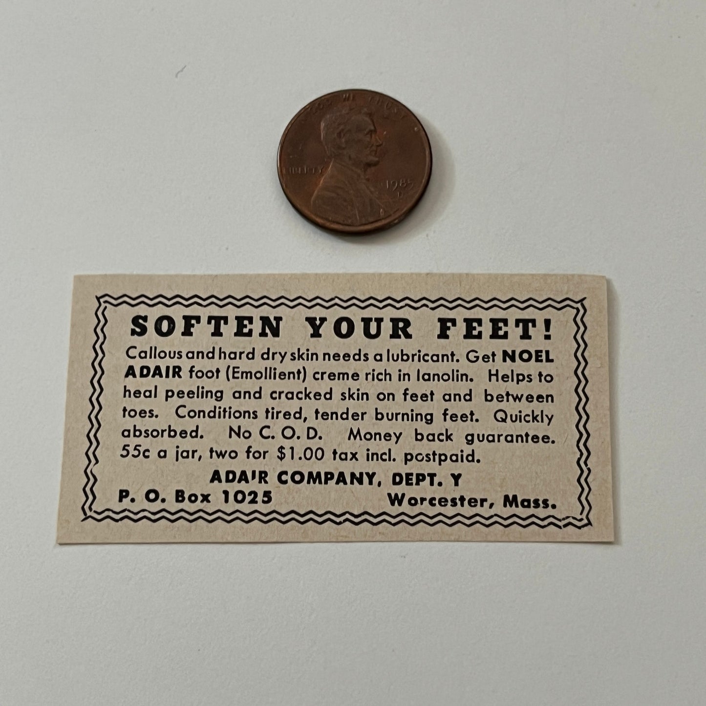 Adair Company Soften Your Feet Noel Worcester MA 1952 Yankee Magazine Ad SAG5-S3