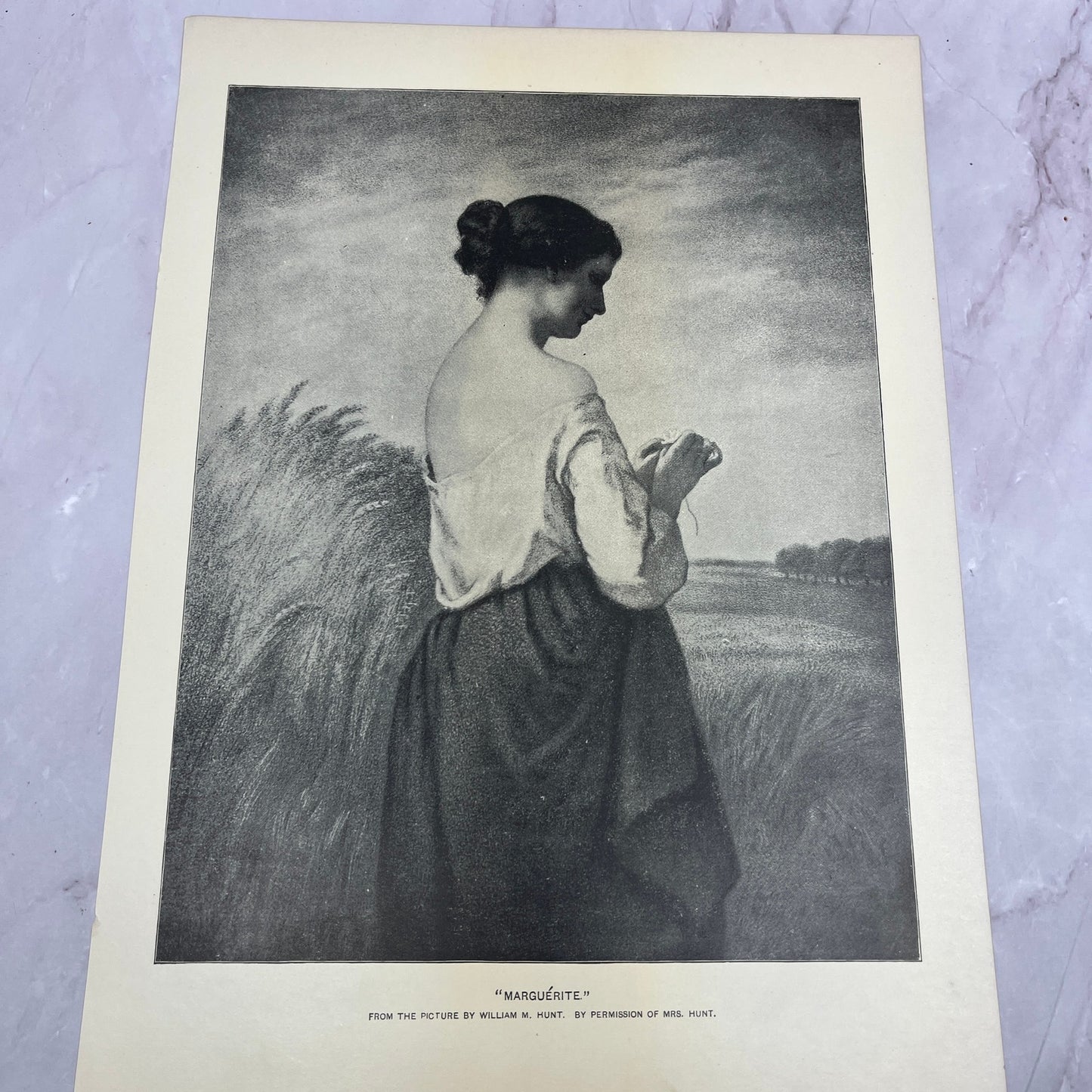 Marguérite - William M. Hunt Lithograph 9.5x12.5" Art Print V20