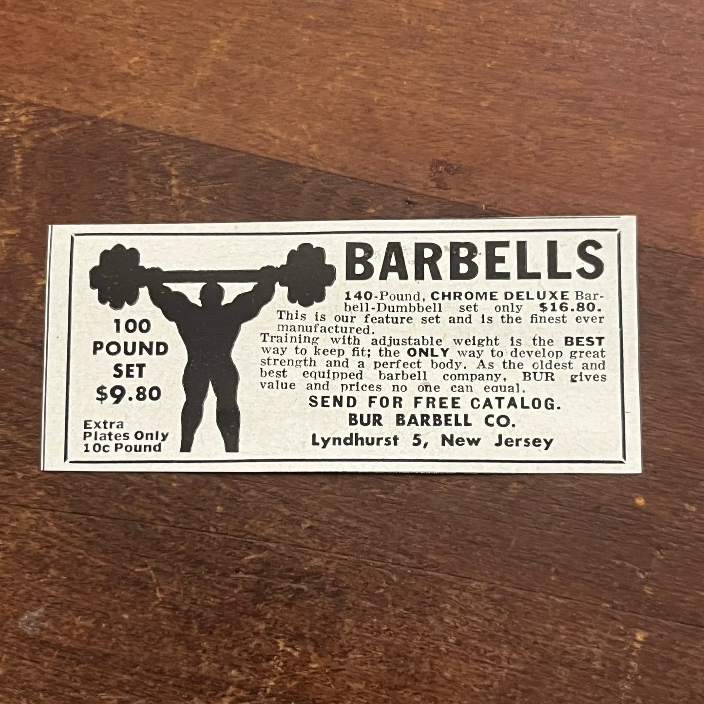 Bur Barbell Co Lyndhurst New Jersey 1955 Ad AF9-S1